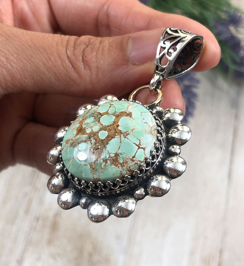 Handmade Sterling Silver and Australian Variscite Pendant by Dillon Hartman