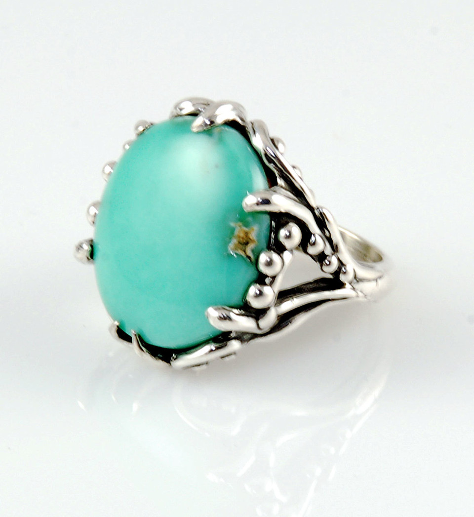 Bohemian Desert Bloom Variscite Ring Size 8