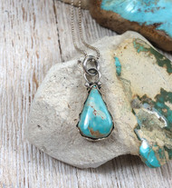 Petite Royston Turquoise and Sterling Silver pendant by Dillon Hartman