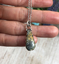 Handmade Sterling Silver and Tortoise Variscite pendant with sterling silver chain by Dillon Hartman.