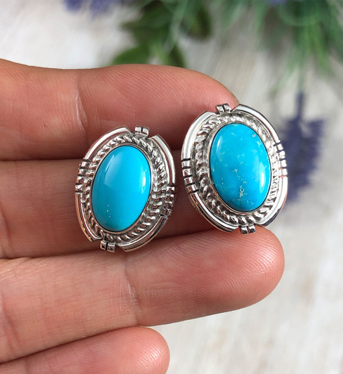 Classic Blue Kingman Turquoise Stud Earrings Dillon Nattarika