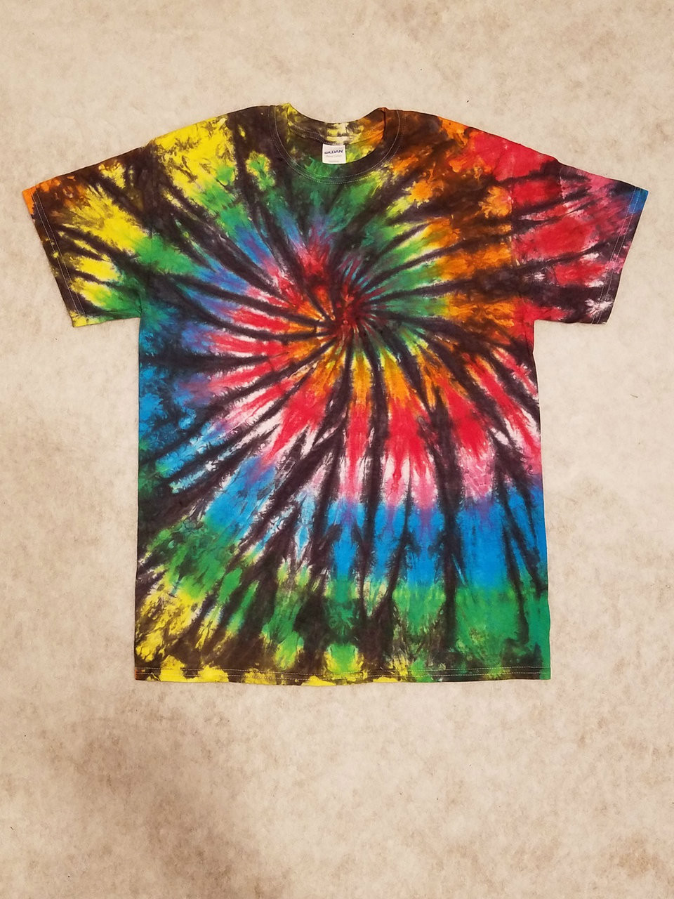 Black rainbow tie dye shirt Clearance