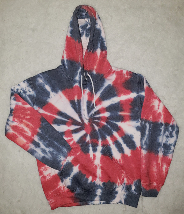 Red White and Blue  Tie Dye Hoodie 