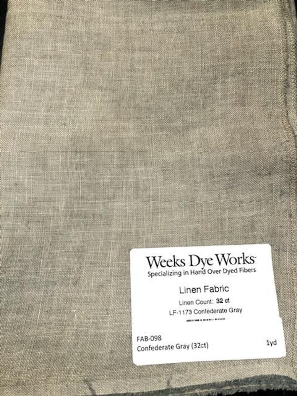 28 ct. Hand Dyed - 100% Linen - Confederate Gray - 18 x 27 (Fat 1/4)