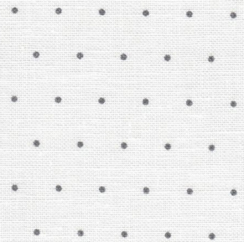 36 ct. Petit Point Edinburgh 100 % Linen - Winter White with Grey Polka Dots - 18 x 27 (Fat 1/4)