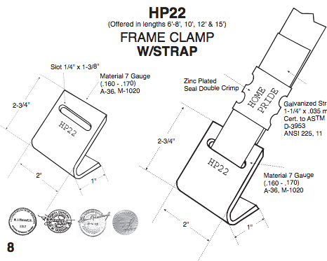 Set of 12 Wet Concrete J Anchors, Tie Down Straps & Bolts