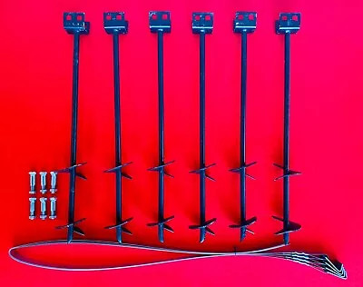 Set of 6 Auger Type Anchors Tie Down Straps & Bolts