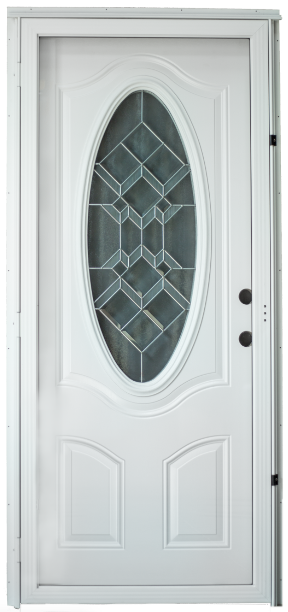 Combo Door 34"x76" Right Hand 4" Jamb Decorative Oval Window