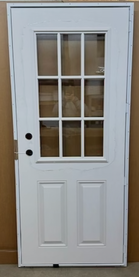 32x76 LH Out Swing Door 9-Lite Window