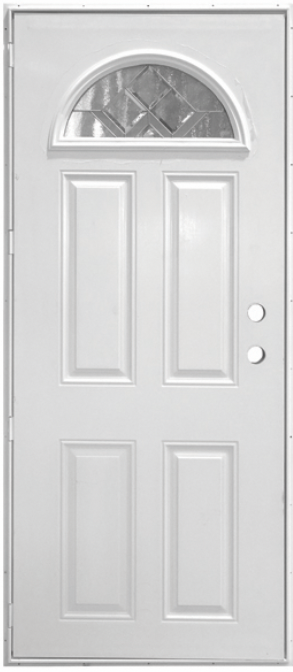 34x76 RH Out Swing Door Decorative Fan Window