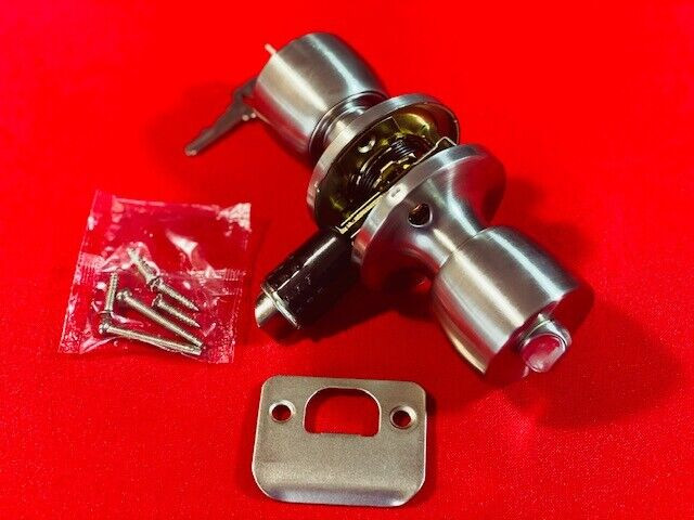 Interior Keyed Privacy Door Knob Handle Stainless Steel 2 Keys