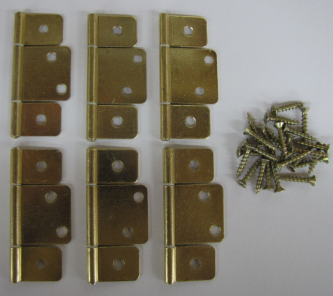 Extended leaf Interior Door Hinge, Package of 6 Non-mortise Brass Finish