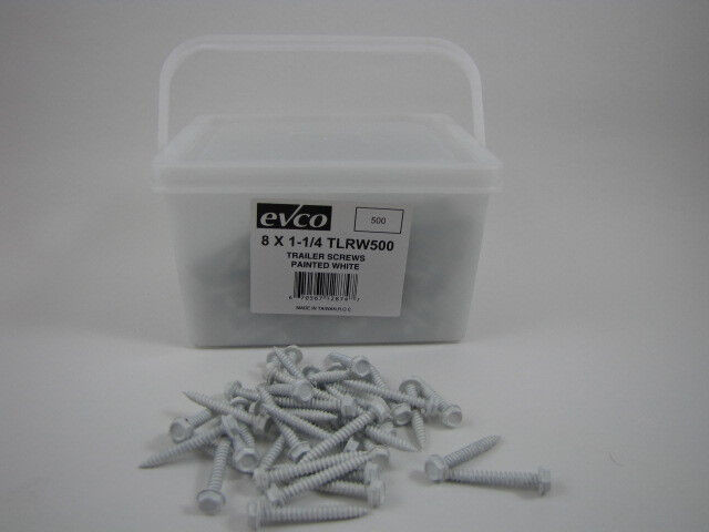 500ct #8 x 1.25" Hex Head White Screws Door, Window & Vent