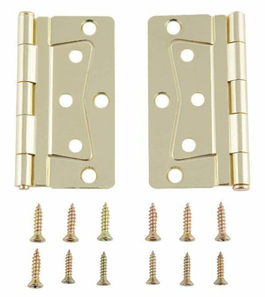 Mobile Home/RV Interior Butterfly Brass Hinge Set (2 Pack) with Screws