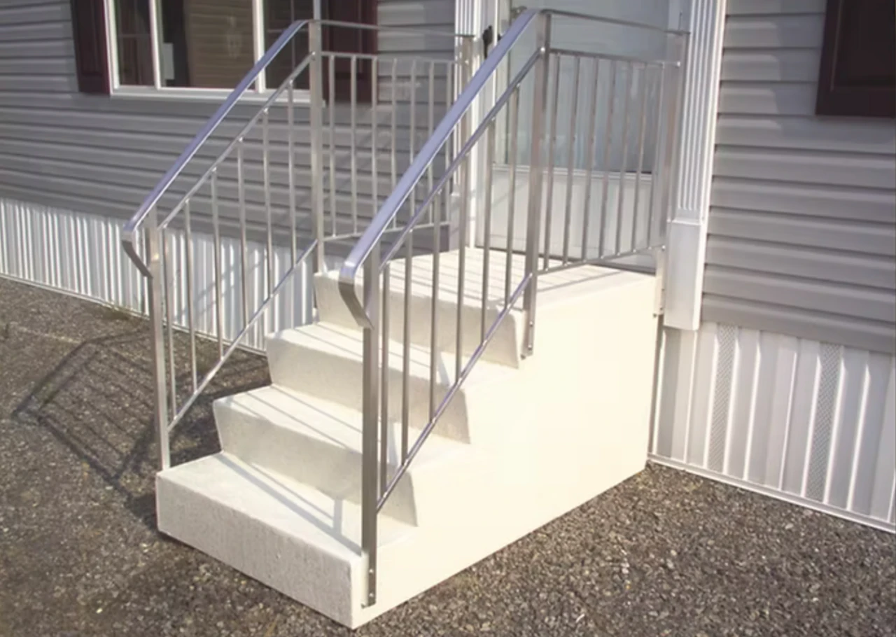 Fiberglass Steps 28" Height 38"x38" Platform. Double Deluxe Rails