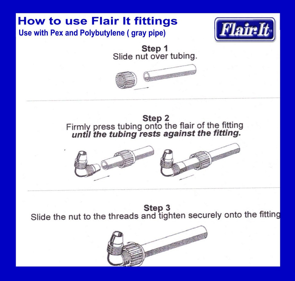Flair It 90 degree elbow RV Marine Mobile Home Plumbing 3/8"x3/8" Use w pex