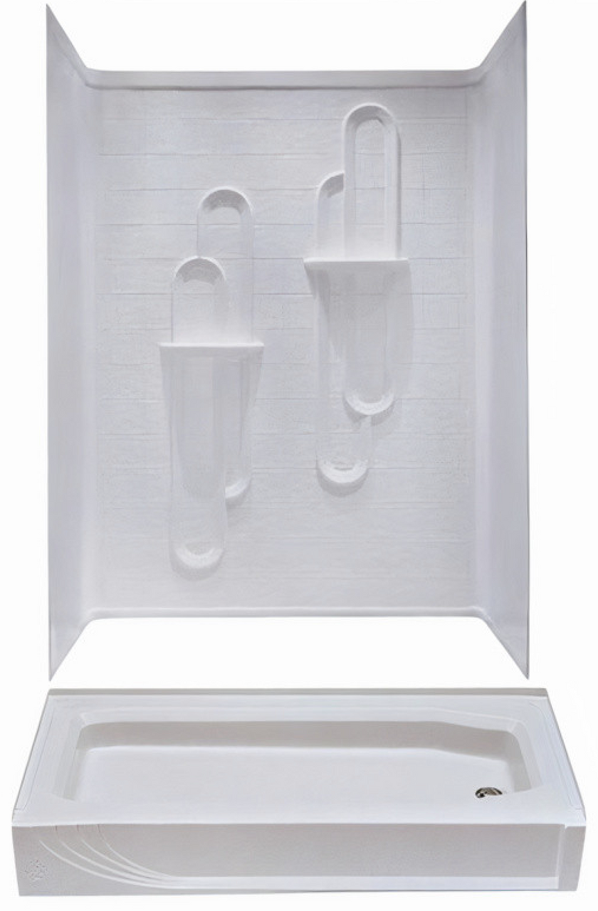 28" x 54" ABS Shower Pan & Surround "Package w/Install kit" White