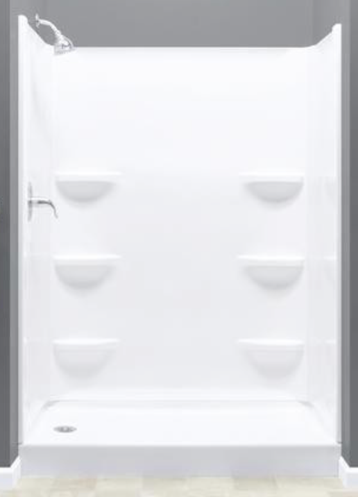 27" x 54" Fiberglass/Acrylis Shower Pan & Surround White