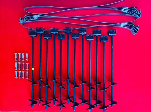 Set of 12 Auger Type Anchors Tie Down Straps & Bolts
