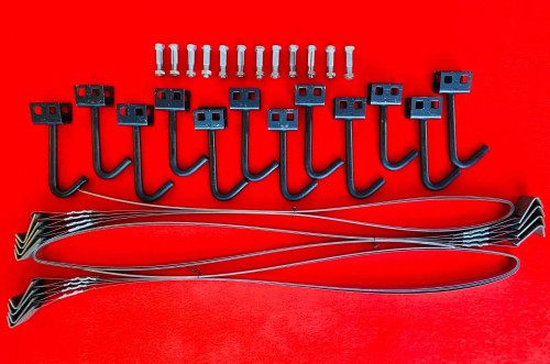 Set of 12 Wet Concrete J Anchors, Tie Down Straps & Bolts