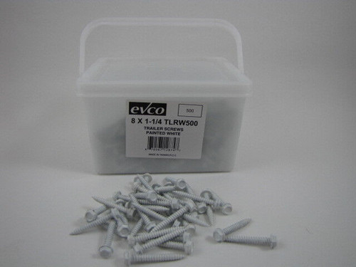 500ct #8 x 1.25" Hex Head White Screws Door, Window & Vent