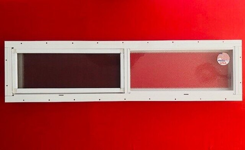 Mobile Home Window. 36" x 8" White Aluminum Slider Obscured Glass