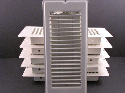 4" x 10". White Metal Floor Vent Register.  Lot of 6
