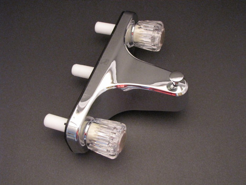 Mobile Home RV Tub/Shower Faucet. 2 Valve Diverter. Chrome. 8" on center valves