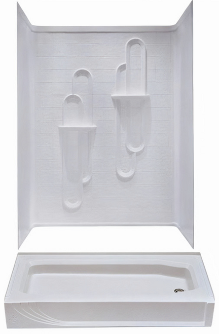 28" x 54" ABS Shower Pan & Surround "Package w/Install kit" White