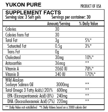 *Yukon Pure Wild Alaskan Sockeye Salmon Oil: 90 Soft Gels