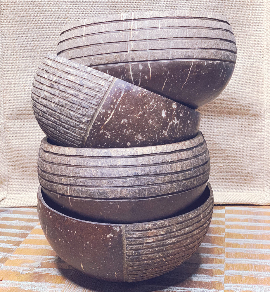 Boho Coconut 4 Bowl Set: Two Patterns