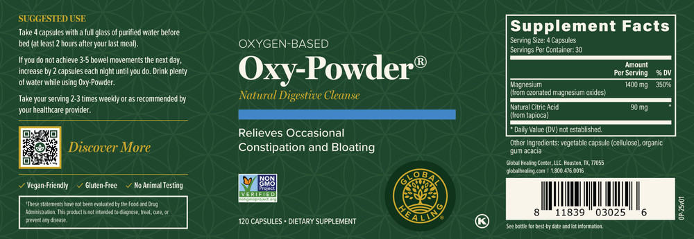 Oxy-Powder Natural Digestive Cleanse: 120 Capsules 
