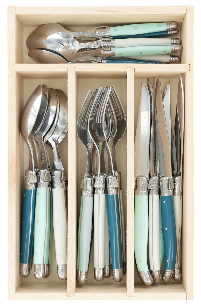 Debutant Cutlery Set: Mint, Teal & White: Set of 6 (24 pcs)