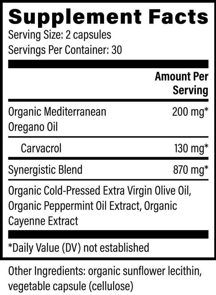 Oregano Oil 200mg: 60 Capsules