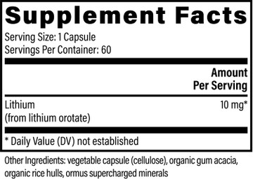 Lithium Orotate: 60 Capsules