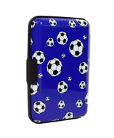 12pc Pack Card Guard Aluminum Compact Card Holder - Soccer Ball CASE024