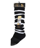 White Stripes Knit Tall Leg Warmers Black LW1041
