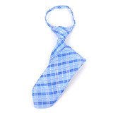 Boy's 17" Plaid Light Blue Zipper Tie - MPWZ1742