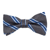 Boy's 2" Gray & Blue Striped Polyester Woven Banded Bow Tie FBB10
