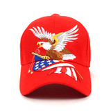 Eagle American Flag Red 3D Embroidered Baseball Cap, Hat EBC10302