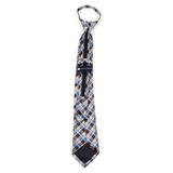 Boy's  Brown & Blue Plaid Zipper Tie 