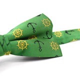Men's Novelty Green Anchor Banded Bow Tie 