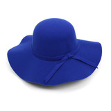Women's Polyester Felt Floppy Wide Brim Bowknot Hat 
