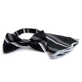 Barcode Stripes Banded Bow Tie & Matching Pocket Round Set
