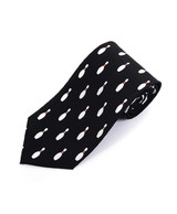 Parquet Black with White Bowling Pin Novelty Necktie