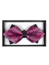 Men's Hot Pink Paisley Diamond Tip Bow Tie - DBB3030-36