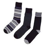 Men's Grey Multi Striped Fancy Dress Socks Gift Box Set of 3 Pairs