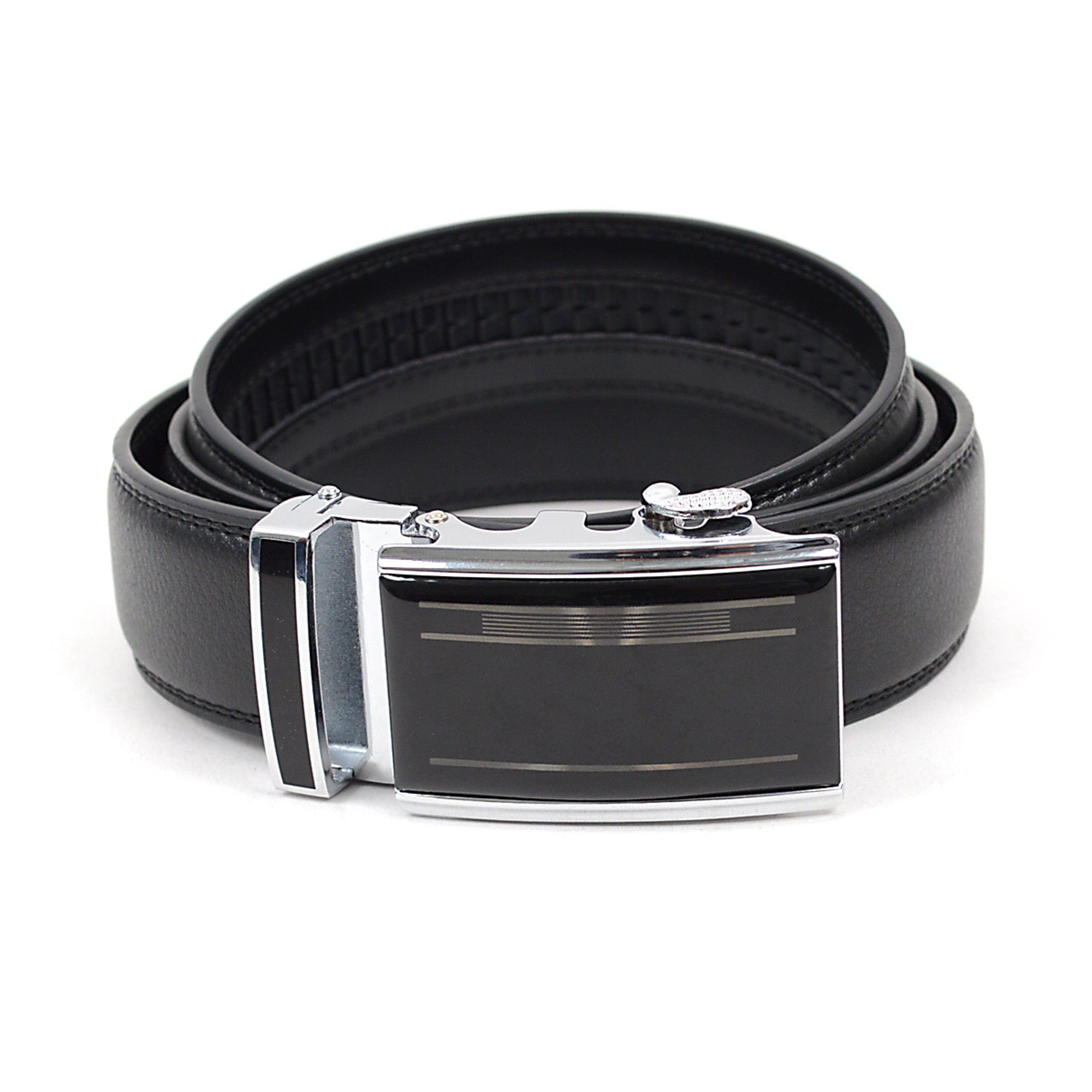 Mens Automatic Buckles Leather Belt Strap Waistband 110cm