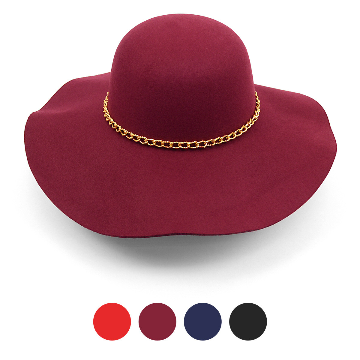 Women's Polyester Felt Wide Brim Floppy 