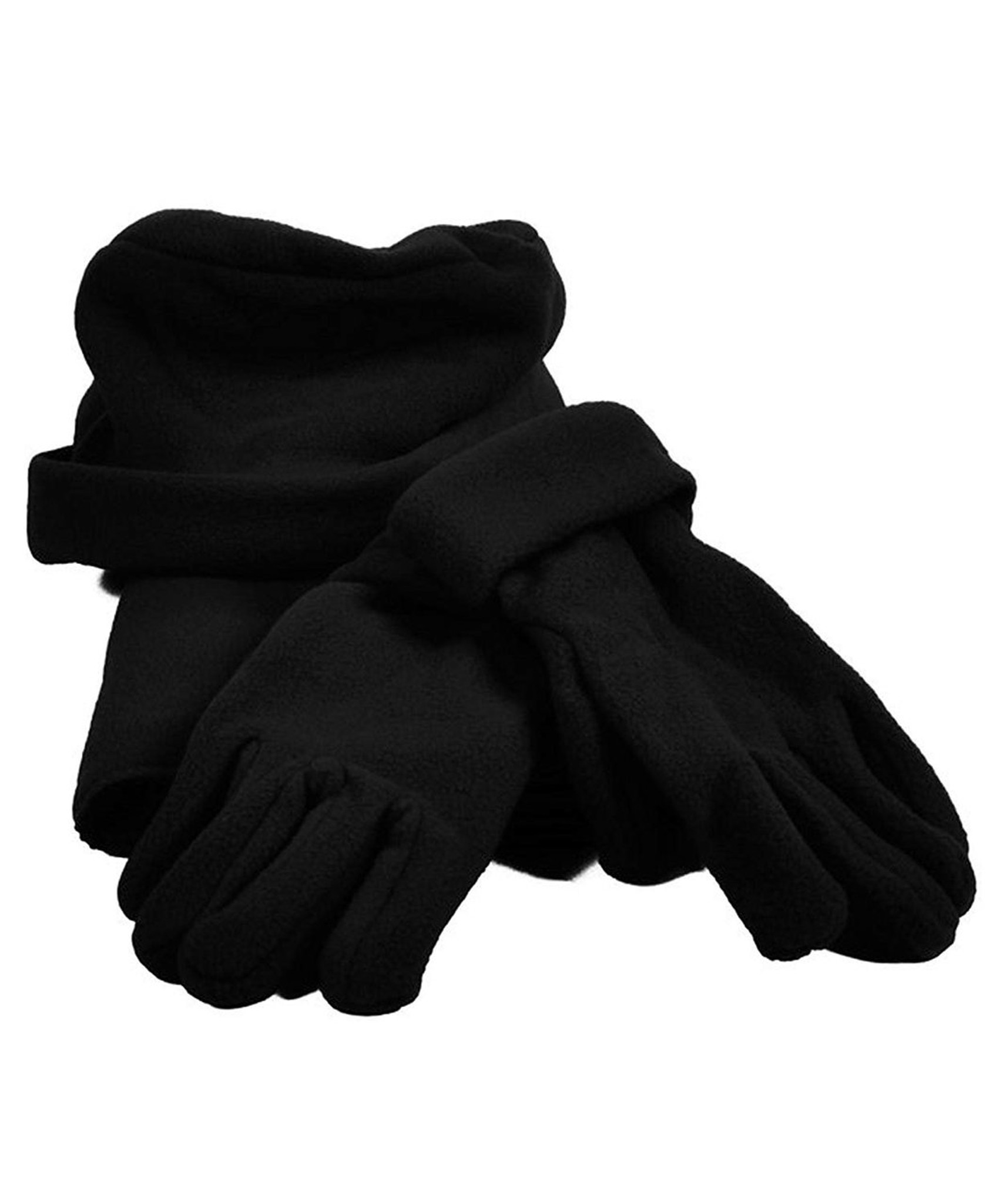 Women S Black Solid Polyester Fleece 3 Piece Gloves Scarf Hat